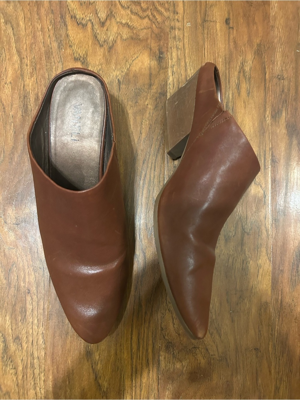 Van Eli Cognac Brown Leather Pointed Mules Women’s Size 10N - Picture 4 of 9